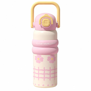 MODOFO 600ml Lili Copo Pequeno Alça Portátil Copo Térmico com Tampa de Bloqueio Design Bonito À Prova de Vazamento Fácil