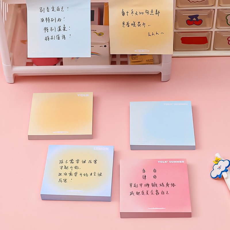 50 Folhas Gradiente Notas Pegajosas Estilo Ins Com Efeito Halo Alta Estética Estudante Papelaria Bloco De kawaii