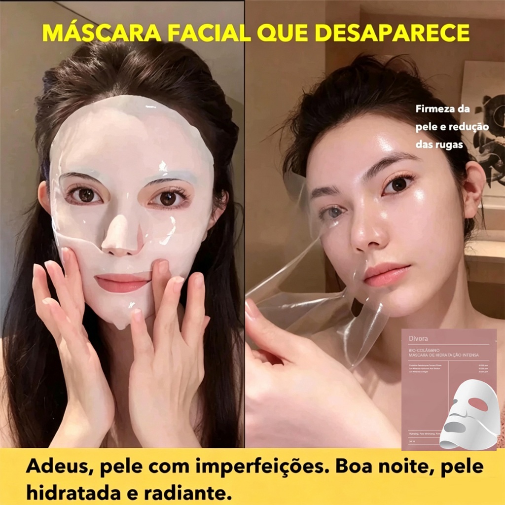 2/4/6/8pcs Máscara Hidratante Tipo Divisão De Colágeno Clarificante Translúcido E Definida Profundamente