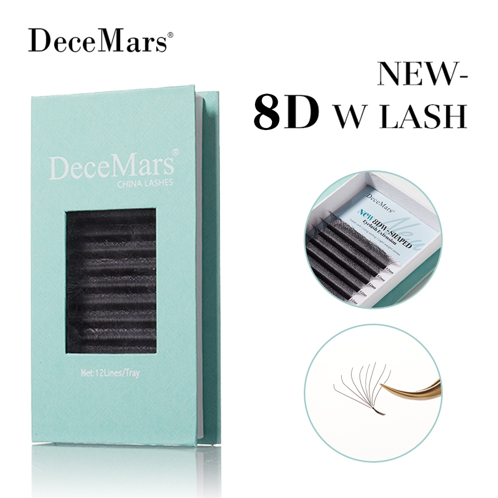 DeceMars Novo 8D-Extensão De Cílios Em Forma De W (12 Linhas/Bandeja)