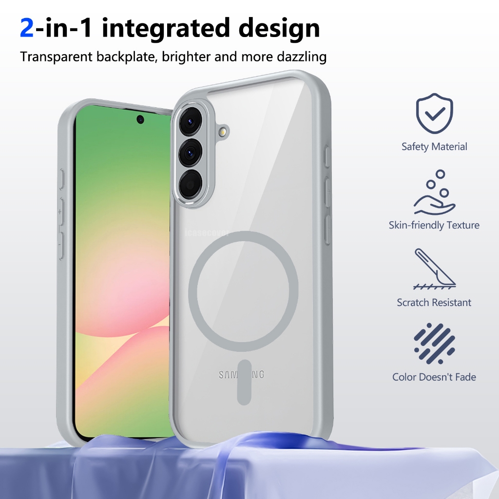 Para Samsung Galaxy A57 A56 A55 A54 A37 A36 A35 A34 A27 A26 A17 A16 A15 A06 A07 5G 4G Capa Magnética De Acrílico Rígido 
