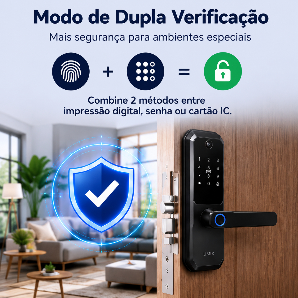 UMIK Fechadura Digital com Câmera WiFi Tuya Impressão Digital Senha Cartão IC App Olho Mágico Digital