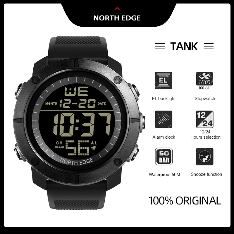 Relógio Masculino TANK Sports Relógio Digital Tático com Calendário Cronógrafo A