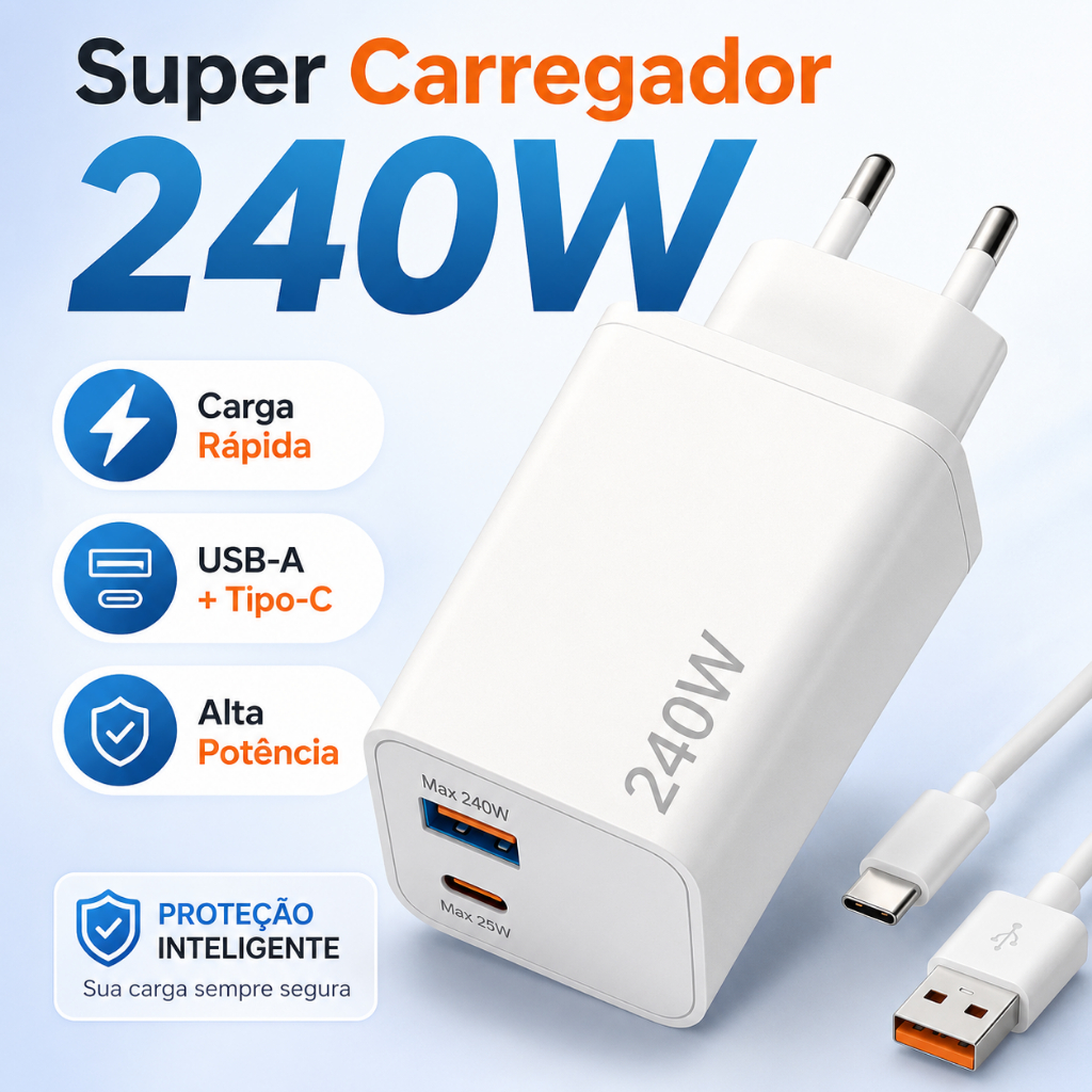240W Carregador Super Turbo Xiaomi Redmi Android Charger , Adaptador De Carregamento Rápido
