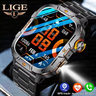 LIGE LED UV relógio inteligente masculino HD tela de 1,96 "com lanterna 100+ esportes à prova d'água