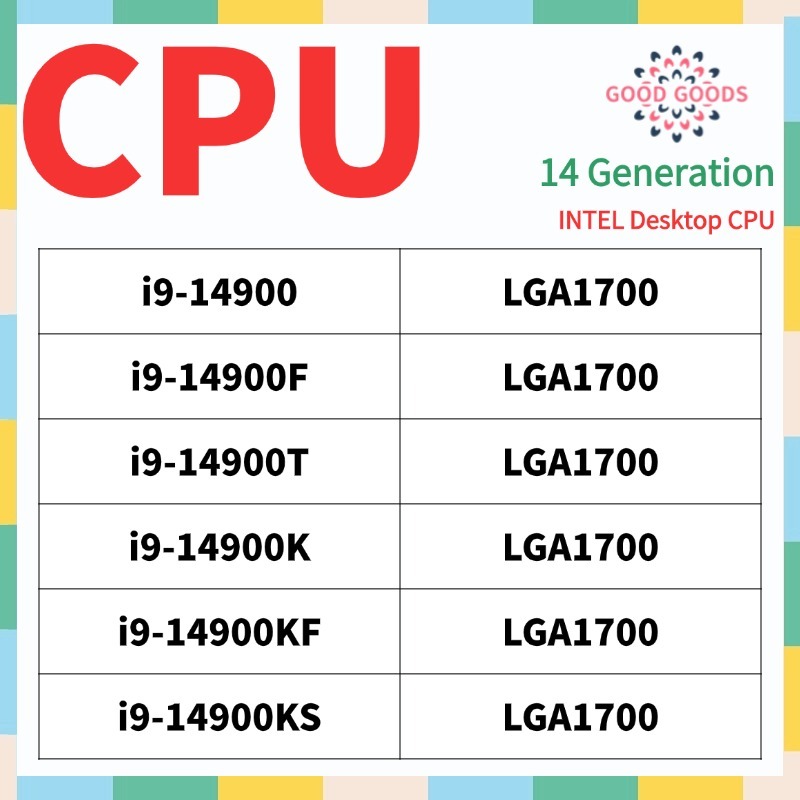i9-14900 14900F 14900T 14900K 14900KF 14900KS 14a Geração INTEL Core Desktop CPU LGA1700