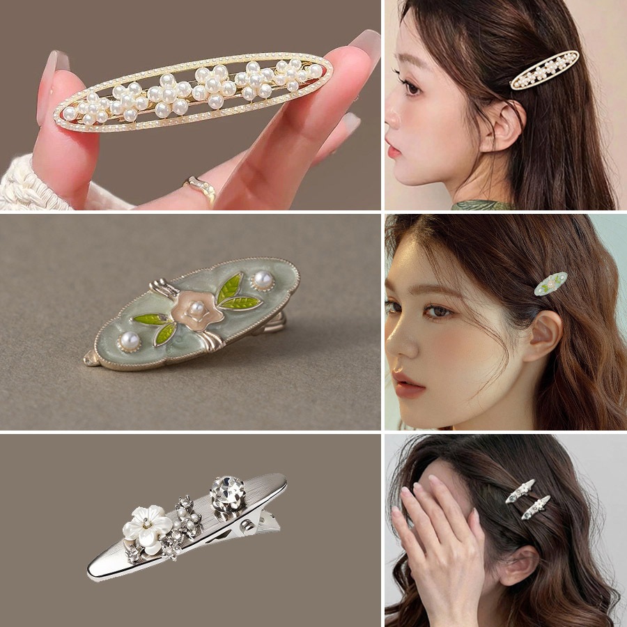 Moda geométrica pérola óleo gotejamento flor grampo de cabelo doce moda High-End clipe lateral acessórios para o cabelo