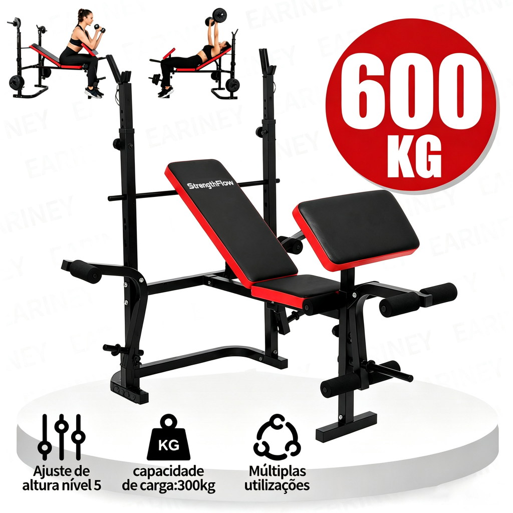 Estação de Musculação Banco para Supino com Encosto Ajustável-StrengthFlow
