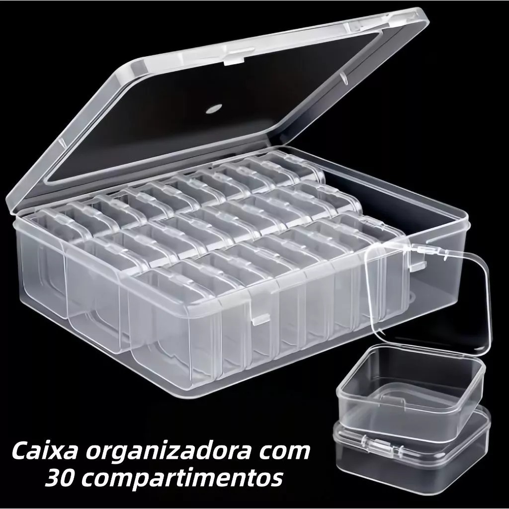 Caixa Organizadora com 30 potinhos. Organizador para acessórios, miçangas e itens em geral