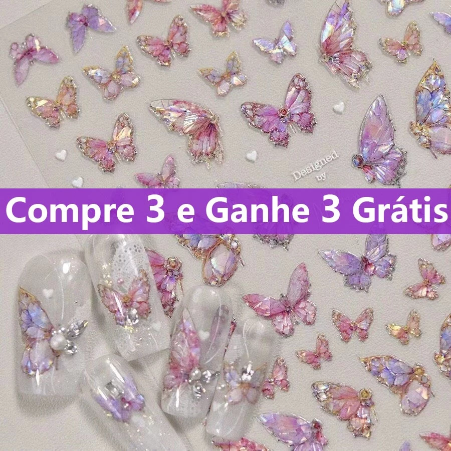 【Compre 3 e Ganhe 3 Grátis】1Pcs Adesivos De Unhas 3d De Borboleta, Acessórios De Decoração De Unhas Diy
