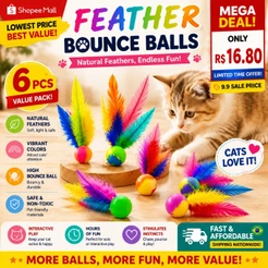 6 Pçs Colorido Pena Bola Gato Brinquedos Interativo Salto Brinquedo Para Gatos Internos Gatinho Perseguição Jogar Acessó