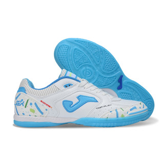 Sapatos De Futsal De Couro Masculino Top Flex Rebound IC Tênis Interno Branco Preto