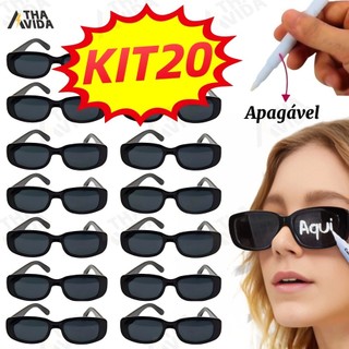 Kit Oculos Vintage Retro Preto Liso + Caneta Giz Festa Casamento óculos de festa de formatura