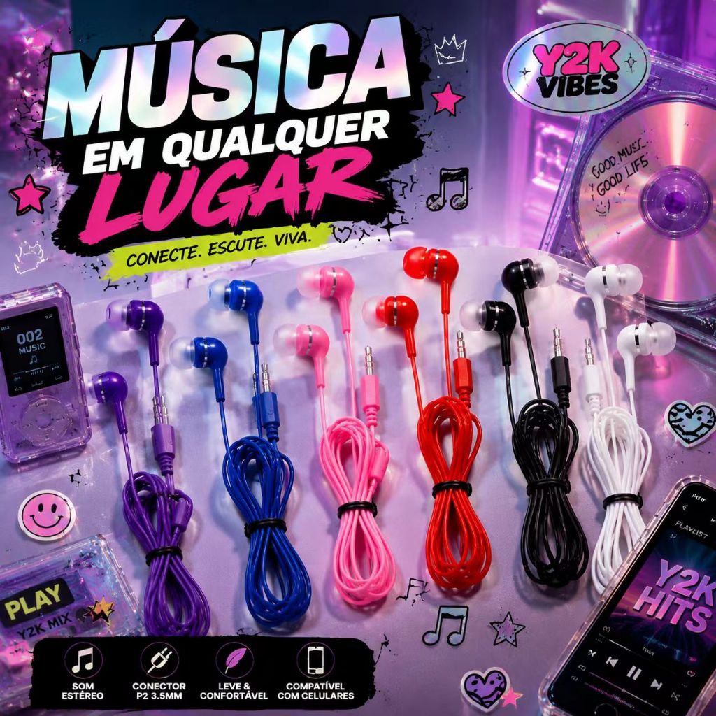Peças 1 2 3 5 10 20 Fone de Ouvido com Fio Colorido Stereo Headphone
