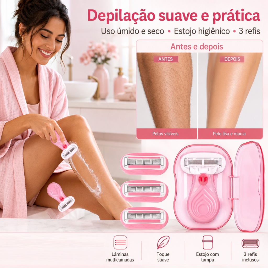 Venus Sensitive Removedor de Pelos Feminino Pernas Área Íntima Mini Removedor de Pelos Fácil de Transportar