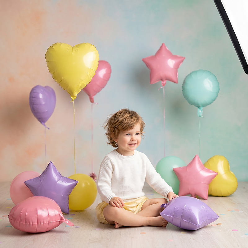 Balão Macaron Coração Estrela De 18 Polegadas , Decoração De Aniversário Infantil , Folha De Alumínio , Suprimentos Para