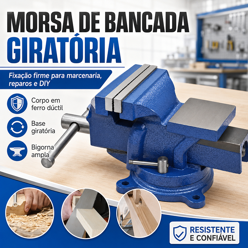 Torno Morsa de Bancada 6" 150 mm/ 5" 125 mm Giratória C/ Bigorna