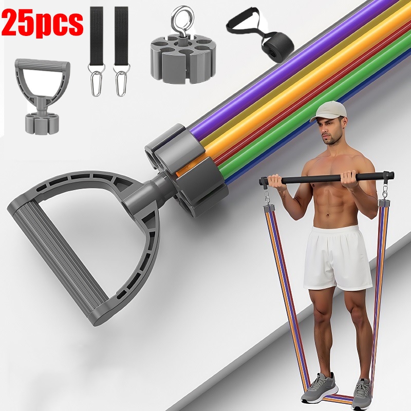 Imagem Kit 25 Peça Elástico de Resistência Musculação Crossfit Academia em Casa Treino Completo Pilates Yoga