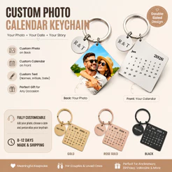 Chaveiro De Calendário Personalizado Para Casal De Aço Inoxidável Gravado Data Especial Presente De