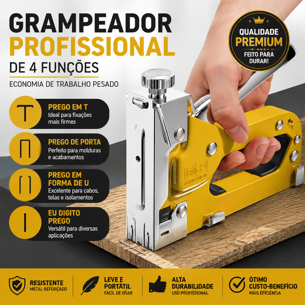 Grampeador Tapeceiro Profissional para Madeira  + 600 Grampos de Usar