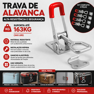 Kit Marcenaria com 4 Grampos de Pressão Rápida - Alavanca Trava e Fecho para Carpintaria e DIY