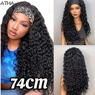 74CM Peruca Cacheada Peruca longa de faixa na cabeça Peruca de cabelo cacheado Para uso diário 27.5INCH
