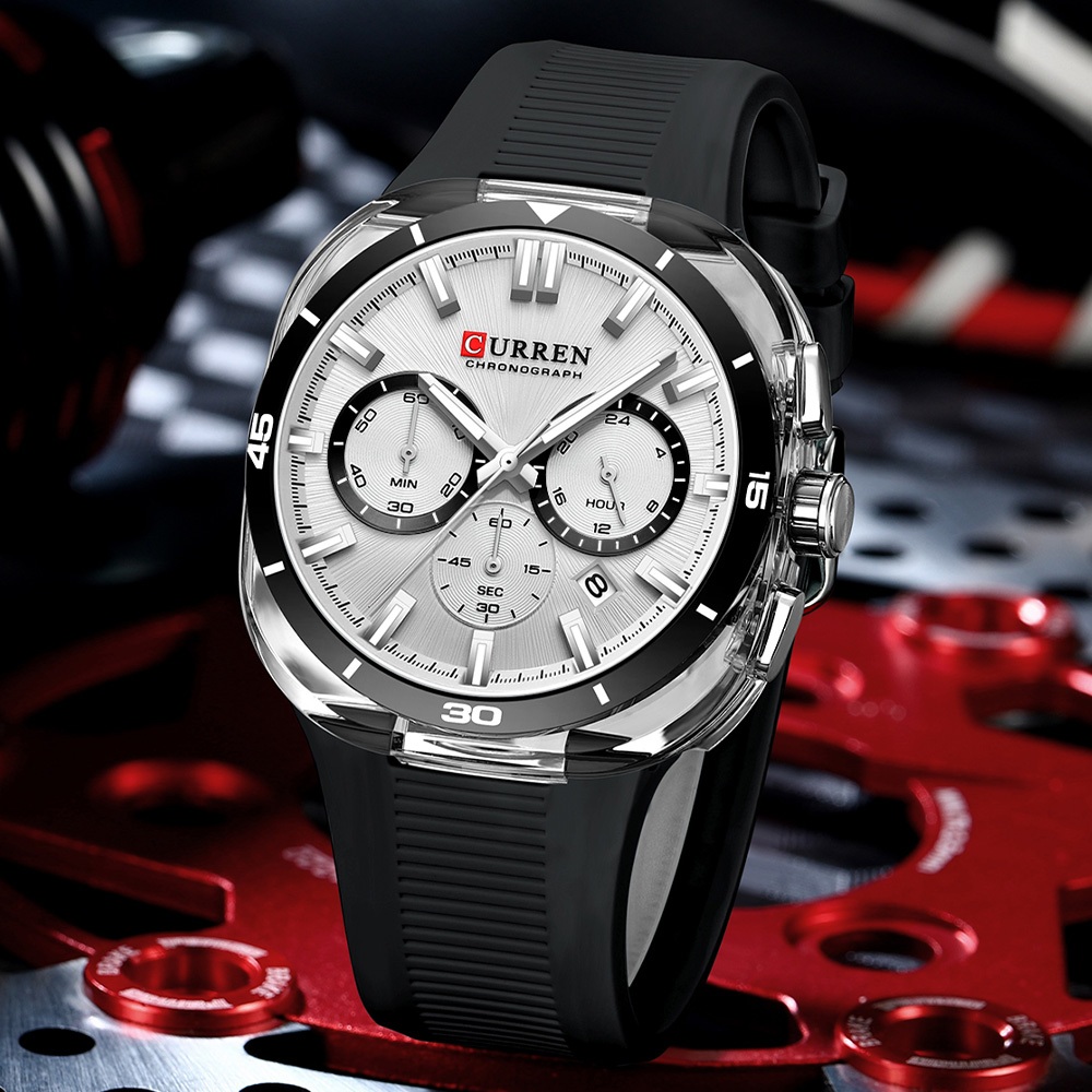 Novo CURREN Relógio Masculino Marca Genuína Moda Pulseira De Silicone Cronógrafo