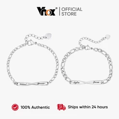 Vnox Pulseira Casal Möbius com Gravação de Nome Gratuita, Prata e Ouro, Aço Inoxidável, Hipoalergênica, Presente