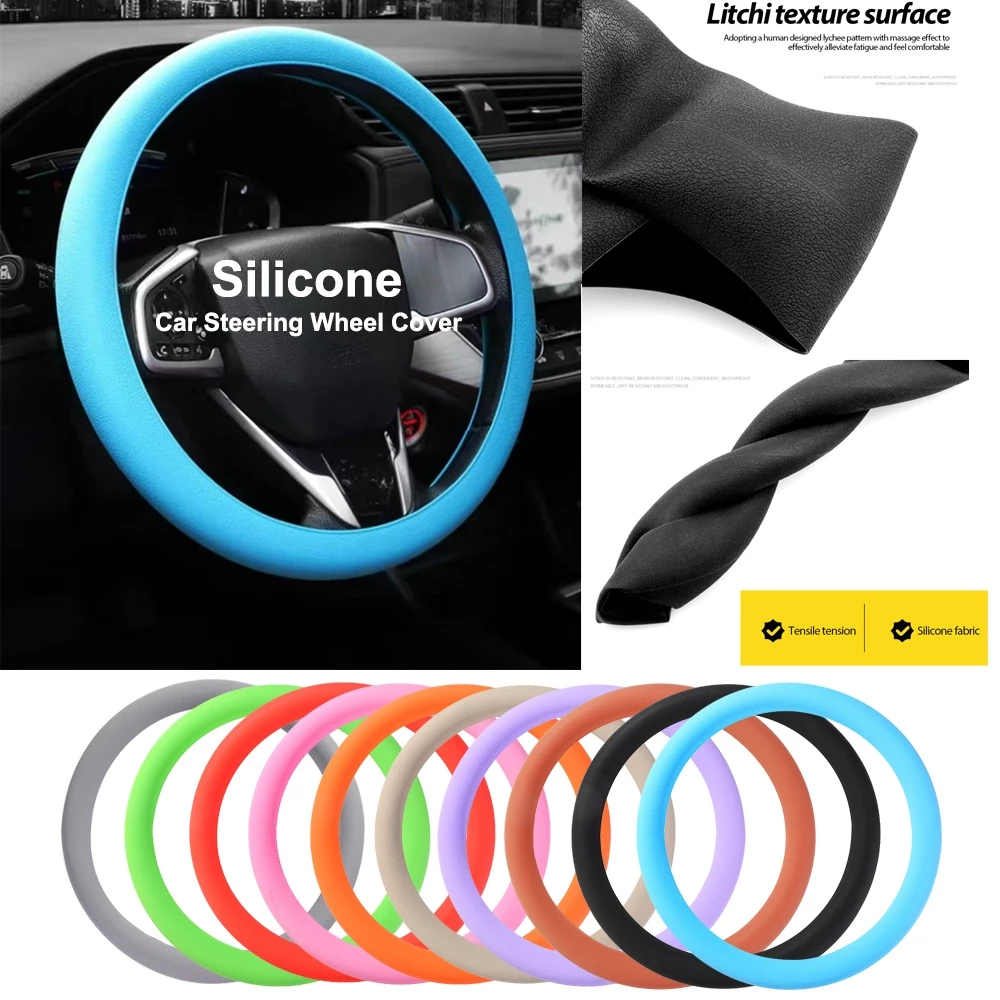 Capas Protetoras Para Decoração De Interiores De Automóveis Universal VolanteDe Silicone Elásticocm36-38-40cm vivao