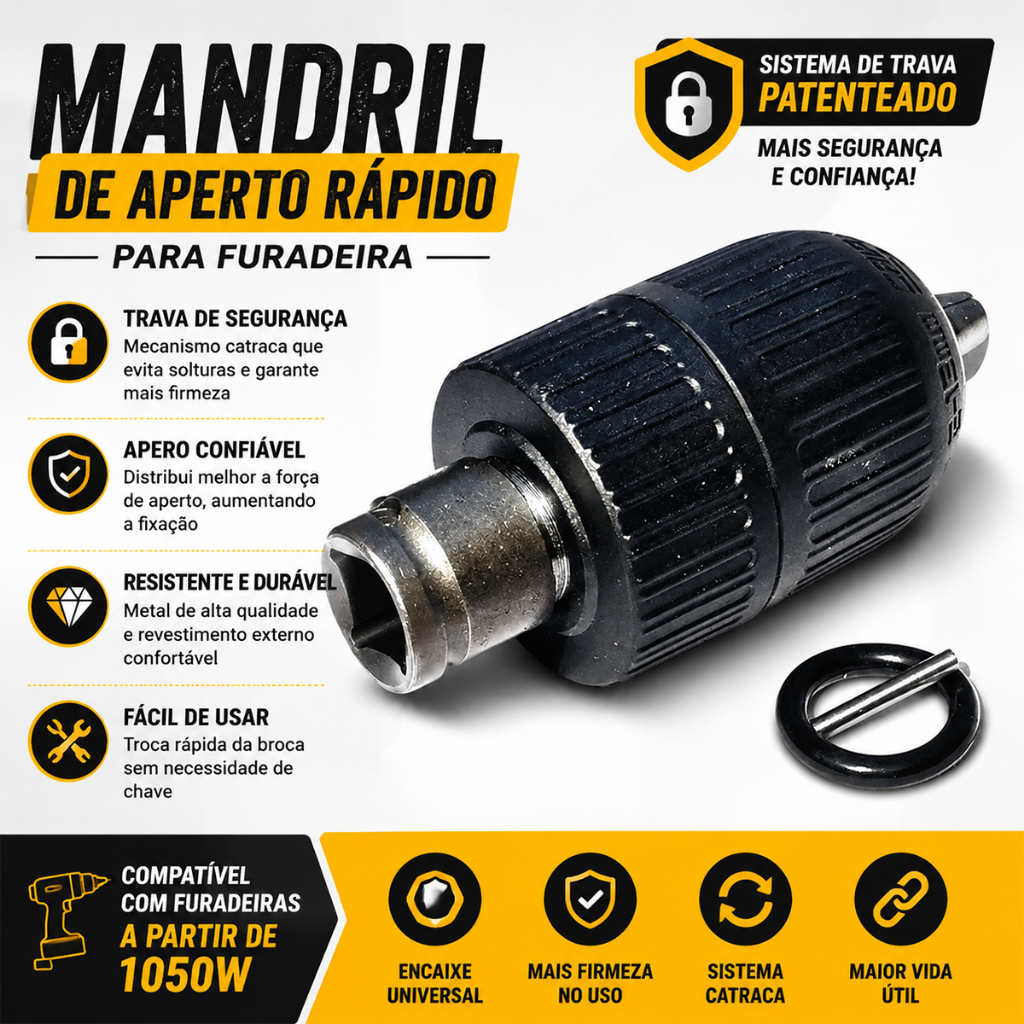 Adaptador de Chave de Impacto 1/2 para Furadeira com Mandril Metálico