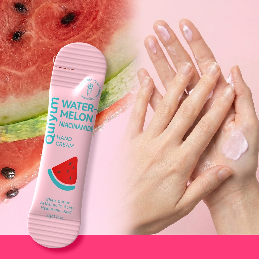 QUIYUM Melancia Niacinamida Creme Para As Mãos 3g Portátil Tamanho De Viagem Absorção Rápida Loção Hidratante Suavizante