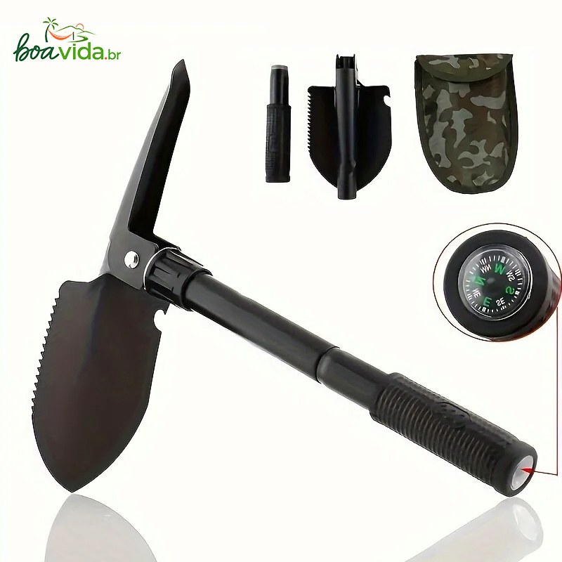 Pá Portátil Dobrável Militar De Emergência Multi-função Acampamento Camping