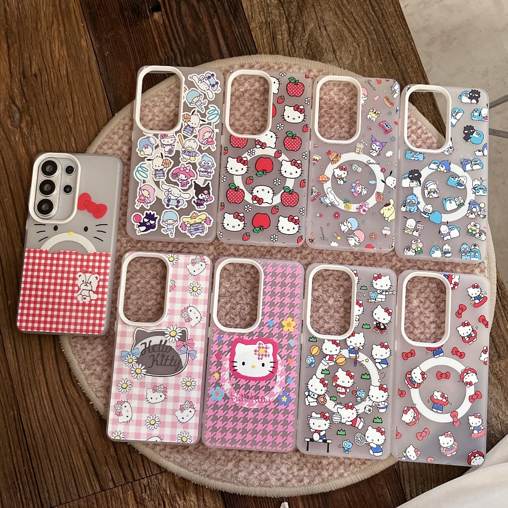 Magnético Sem Fio Para Samsung S26 S25 S24 S23 Ultra Plus Bonito Gatinho Adesivo A57 A37 A17 A07 A56 A55 Caso À Prova De