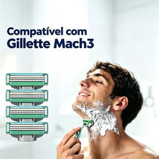 Compatível Com Gilltte Mach3 Lamines Bárbaros , Repposição Econômica , Barbear De 3 Camadas Para Homens