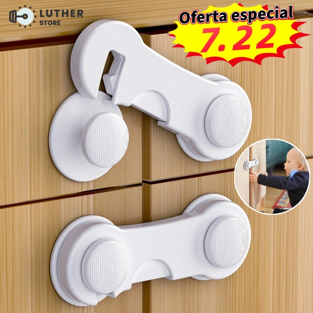 10 Trava De Gaveta Armário Porta Segurança Proteção Bebe Kit Trava Protetor Bebe Criança Adesivo 3M