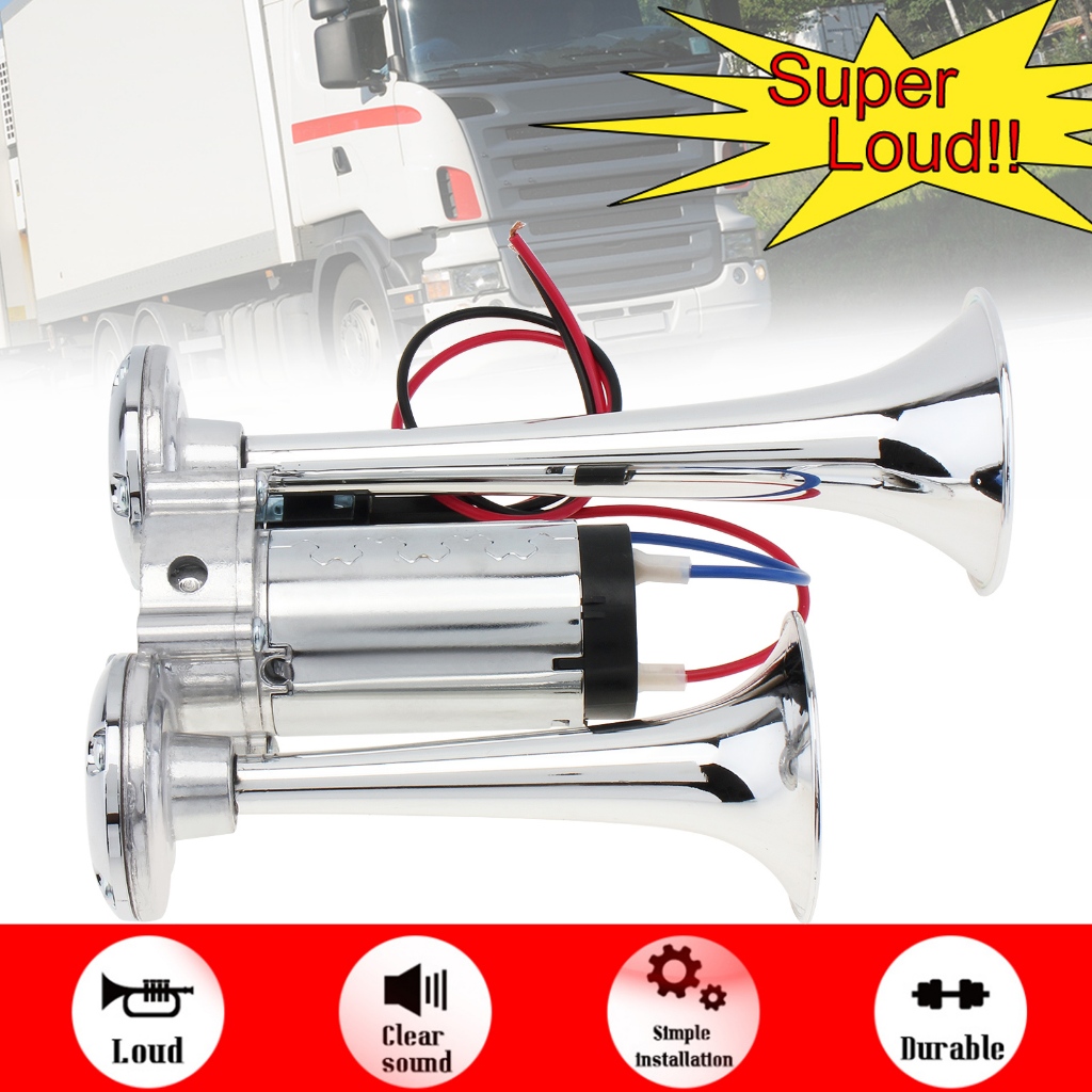 Kit De Buzinas De Carro Super Altas , 150dB , 12V/24V , Caminhão , Trem , Buzina De Ar Com Compressor Para Caminhões , T