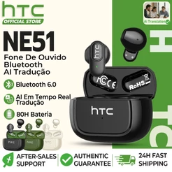 HTC NE51 AI Tradução Fone De Ouvido Bluetooth 6.0 Sem Fio TWS Cancelamento De Ruído Microfone