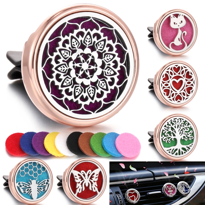 Difusor De Aromaterapia Cor Ouro Rosa Árvore Da Vida Recarregável Ambientador De Carro Clipe Perfume Ventilação De Ar Au