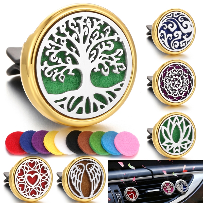 Novo Difusor De Aromaterapia Cor Dourada Recarregável Ambientador De Carro Perfume Aroma Clipe Ventilação Automática Óle