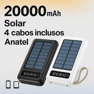 Carregador Portátil Power Bank Solar 20.000mah Com cabos 5 Em1 LED lanterna LOJA