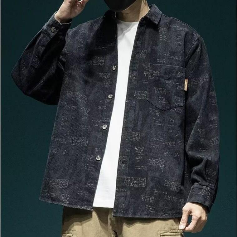 MoveDing Camisa Masculina De Manga Comprida Marca De Moda Americana jacquard De Alta Qualidade