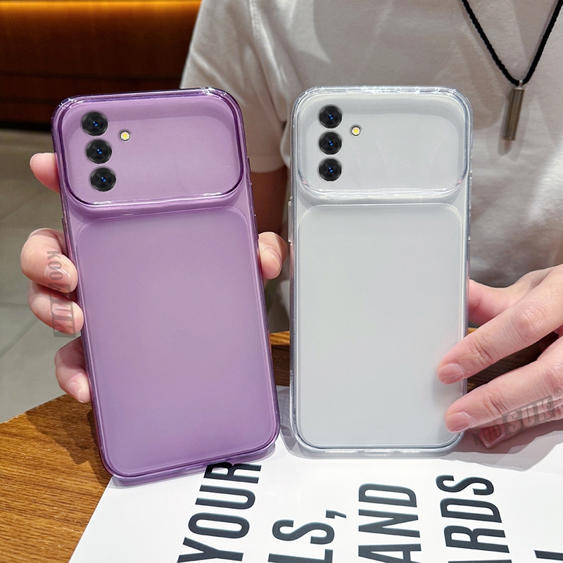 Capa De Telefone Fosca Transparente Com Janela De Visão Grande Para Samsung Galaxy A07 A17 A27 A37 A57 A08 A18 M07 F07 F