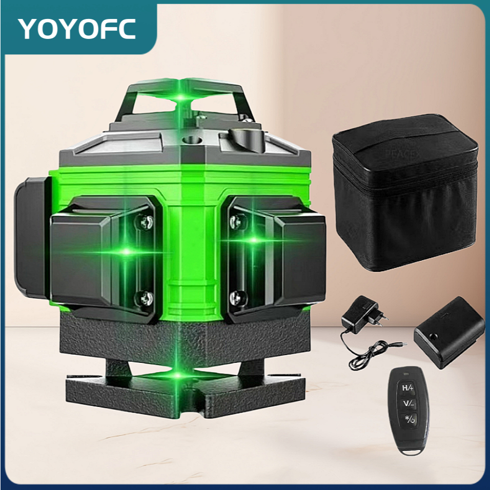 Nível Laser 8/12/16 Linhas Verde Com Controle Profissional 360º Recarregável