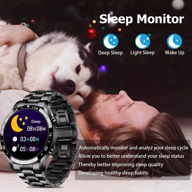 LIGE Relógio Inteligente Masculino Tela De Toque Completa Esportes Fitness Pulseira IP67 À Prova Dip67 Água Bluetooth Pa · foto 2