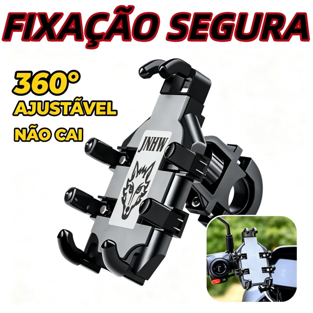 Aranha de Celular para Motocicleta - Suporte Universal Fixação Anti-Queda