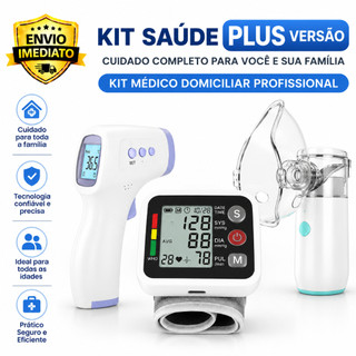 Medidor de Pressão Digital + Nebulizador + Termômetro Infravermelho Sem Contato