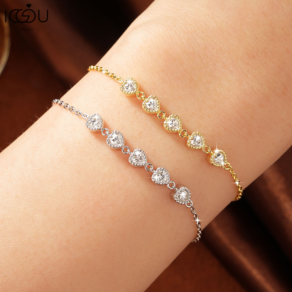 Pulseira De Moissanite De 0.1 Ct Certificada Pela IOGOU GRA Para Mulheres Cor D VVS1 Corte De Coração Milgrain Banhado A