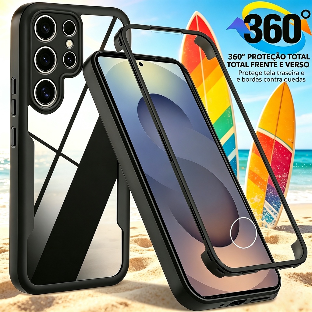 Capa 360° Proteção Total Frente e Verso Transparente Anti Queda Dupla Camada para Samsung A57 A56 A55 A54 A36 A26 A17