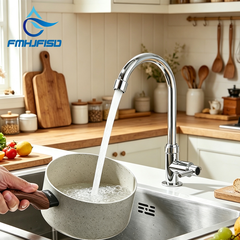 Torneira De Cozinha Plástico ABS 360 ° Giratória Única De Água Fria Para