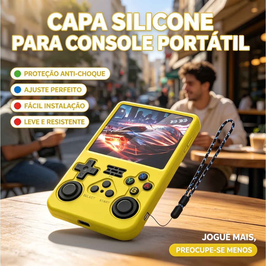 Capa Protetora De Silicone Para Console De Jogos Portátil R36S , 360 ° Acessórios De Jogo De Pele À Prova De Choque E An